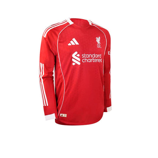 ADIDAS เสื้อแข่งผู้ชายแขนยาวทีมลิเวอร์พูล ชุดเหย้า เกรด Authentic ฤดูกาล 2025/26
