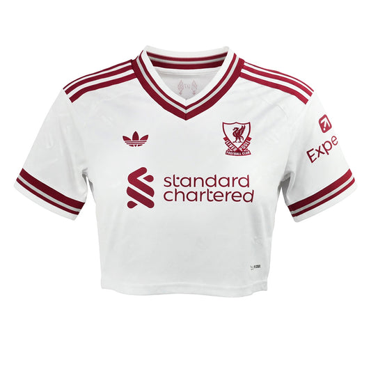 ADIDAS เสื้อแข่งผู้หญิงทรงครอปทีมลิเวอร์พูล ชุดเยือน ฤดูกาล 2026/27